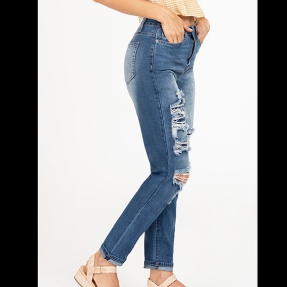 YMI HIGH RISE SKINNY JEANS RIPPED & TEAR - Picture 5 of 7